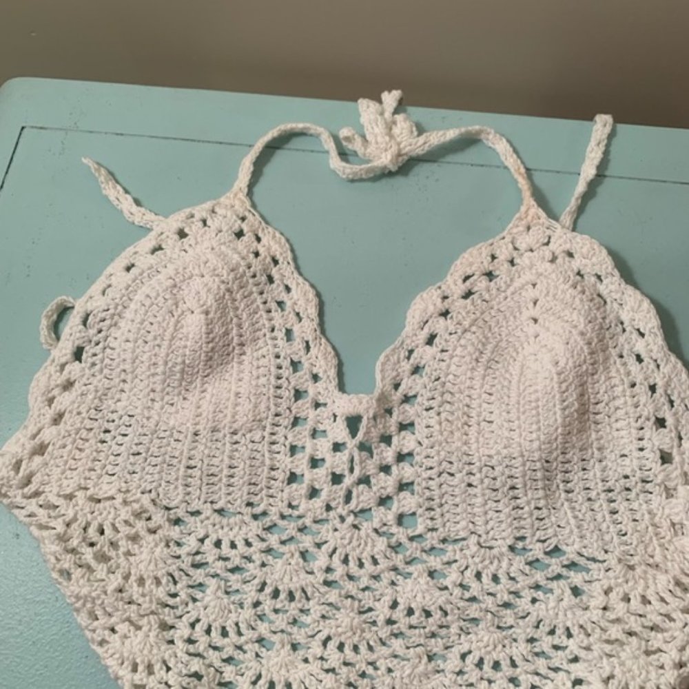 white crochet crop top